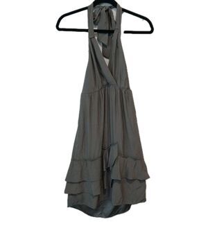 BANANA REPUBLIC HERITAGE  100% Silk Halter Fairy Dress SZ 0 Open Back Ruffles